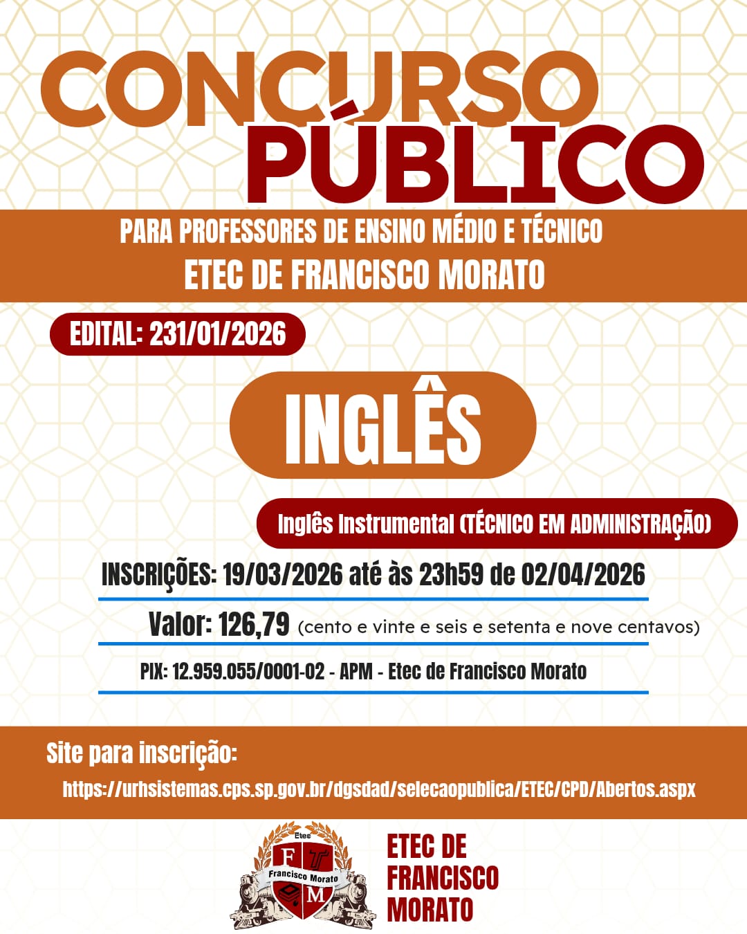Concurso Público – Inglês | ETEC de Francisco Morato